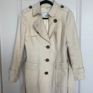 Banana Republic Wool Trench Coat Cream Petite XS Vintage